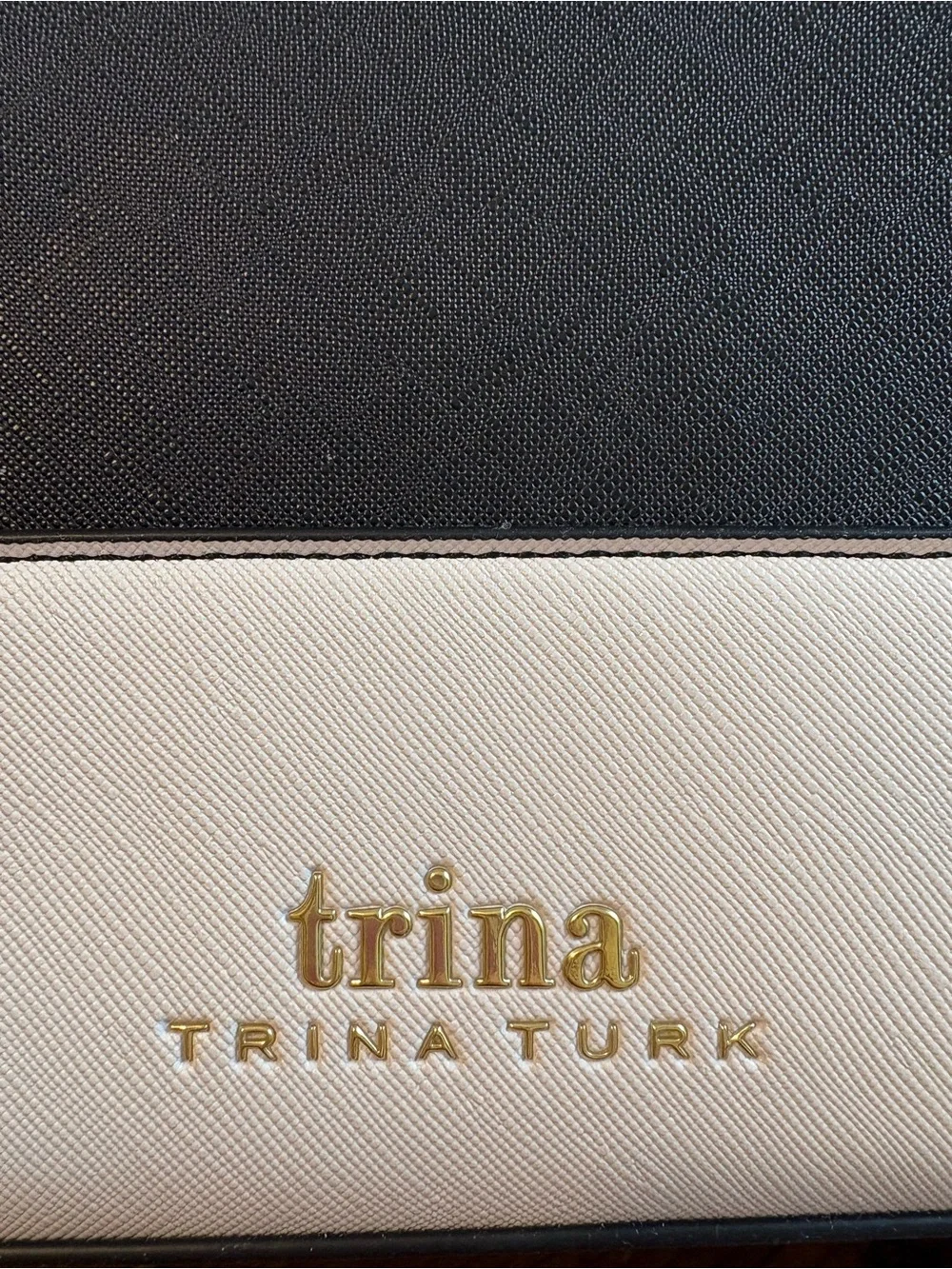 Trina Turk Black and Cream Two-Tone Satchel